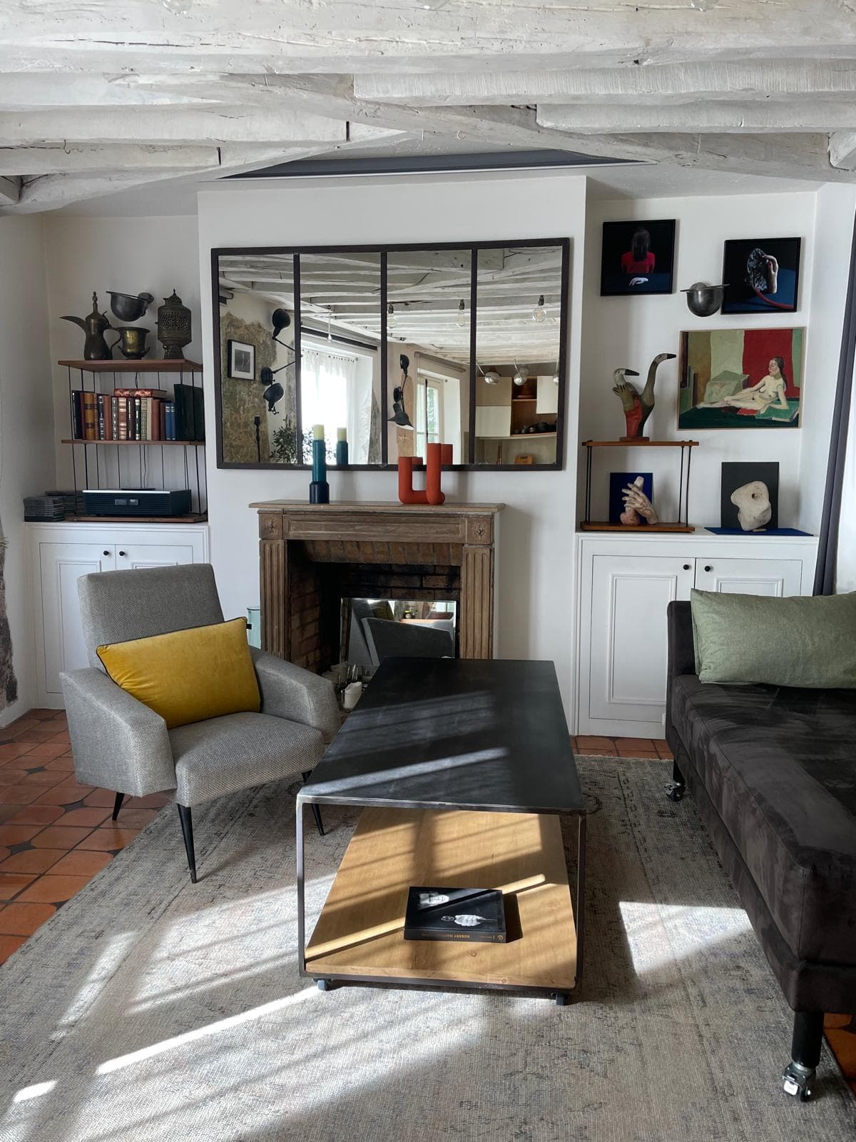 Table basse rectangulaire sur roulettes avec double plateau "STEELWOOD"