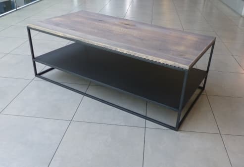 Table basse rectangulaire double plateau bois et métal "WOOD"