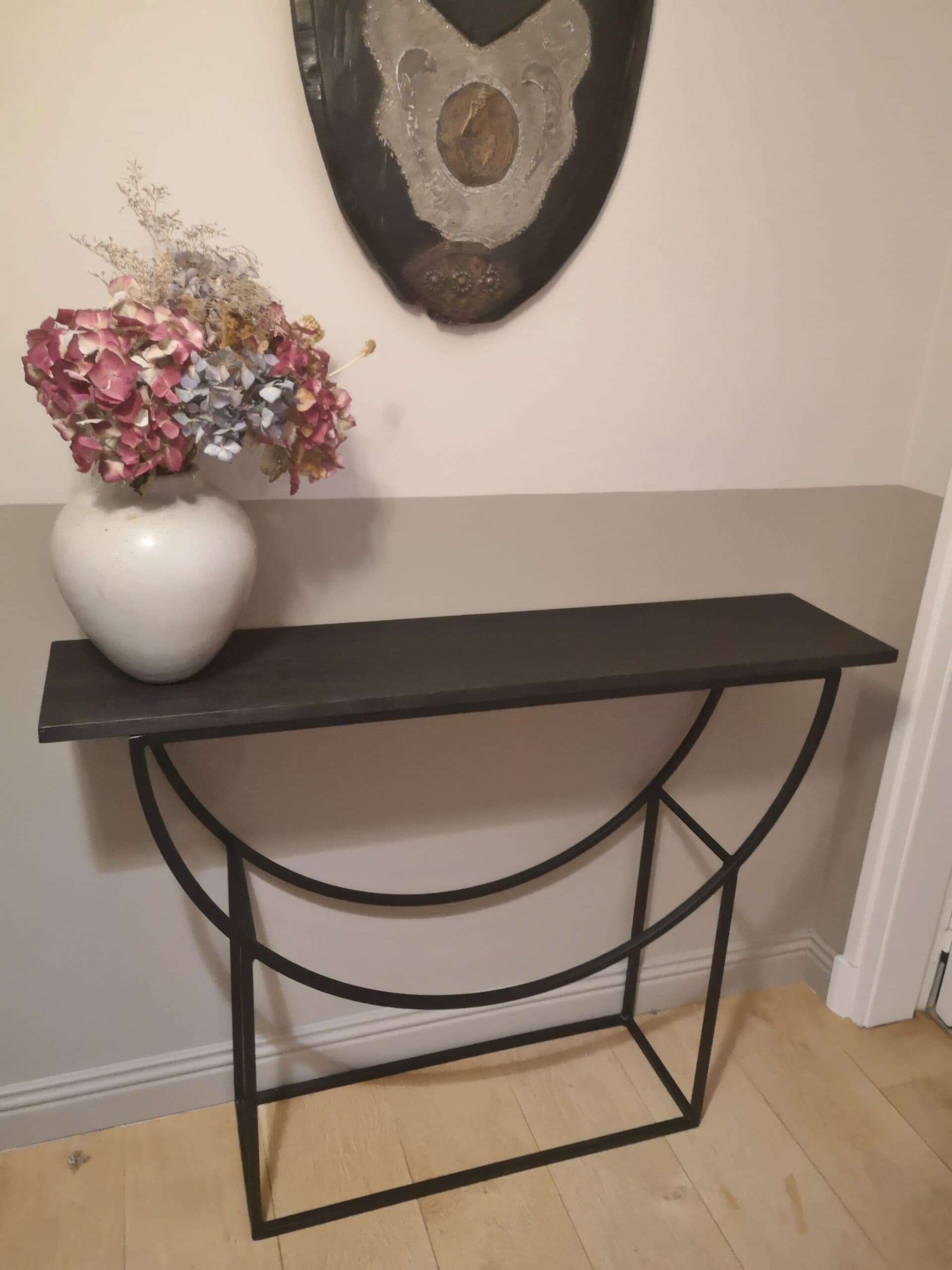 Console contemporaine "MALIA" en métal & chêne massif