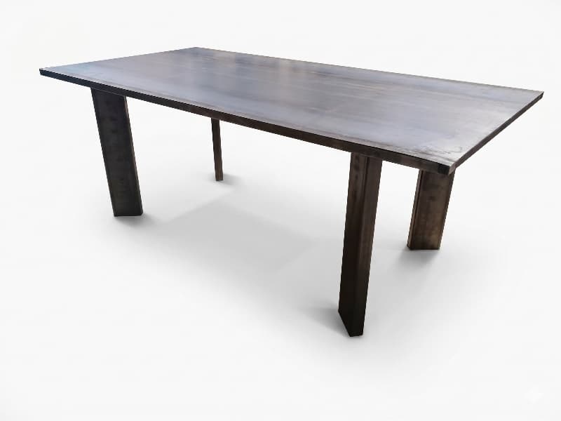 Table à manger extensible en métal patiné fleur de rouille "ALLARD"