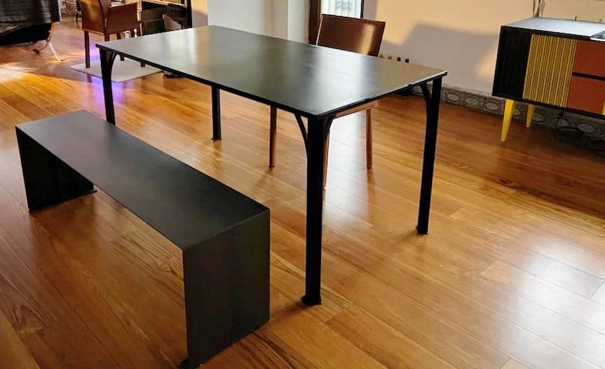 Table à manger industrielle Baltard en acier brut sur mesure
