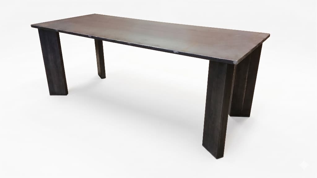 Table à manger extensible en métal patiné fleur de rouille "ALLARD"