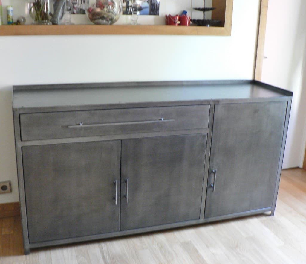 Buffet design ST MAURICE en métal graphite - Bahut artisanal