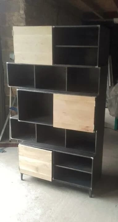 bibliotheque metal et bois