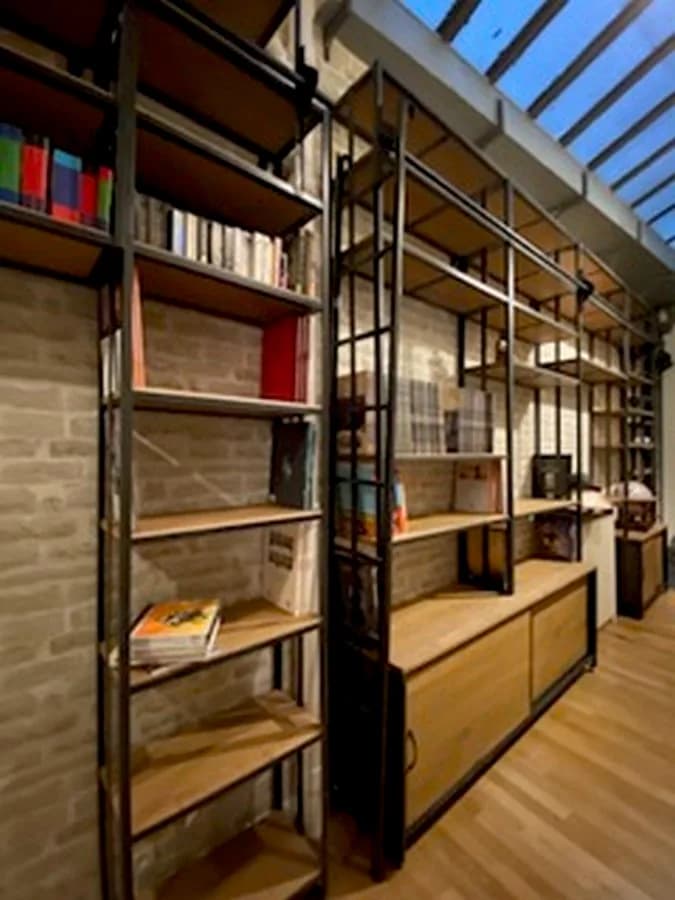 bibliotheque industriel made in france bois massif et metal