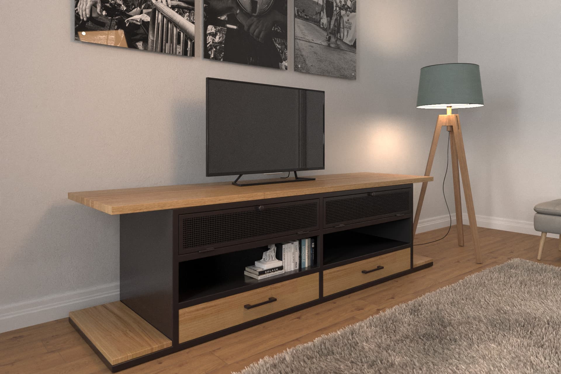 Meuble TV Contemporain sur Mesure "ONDE"