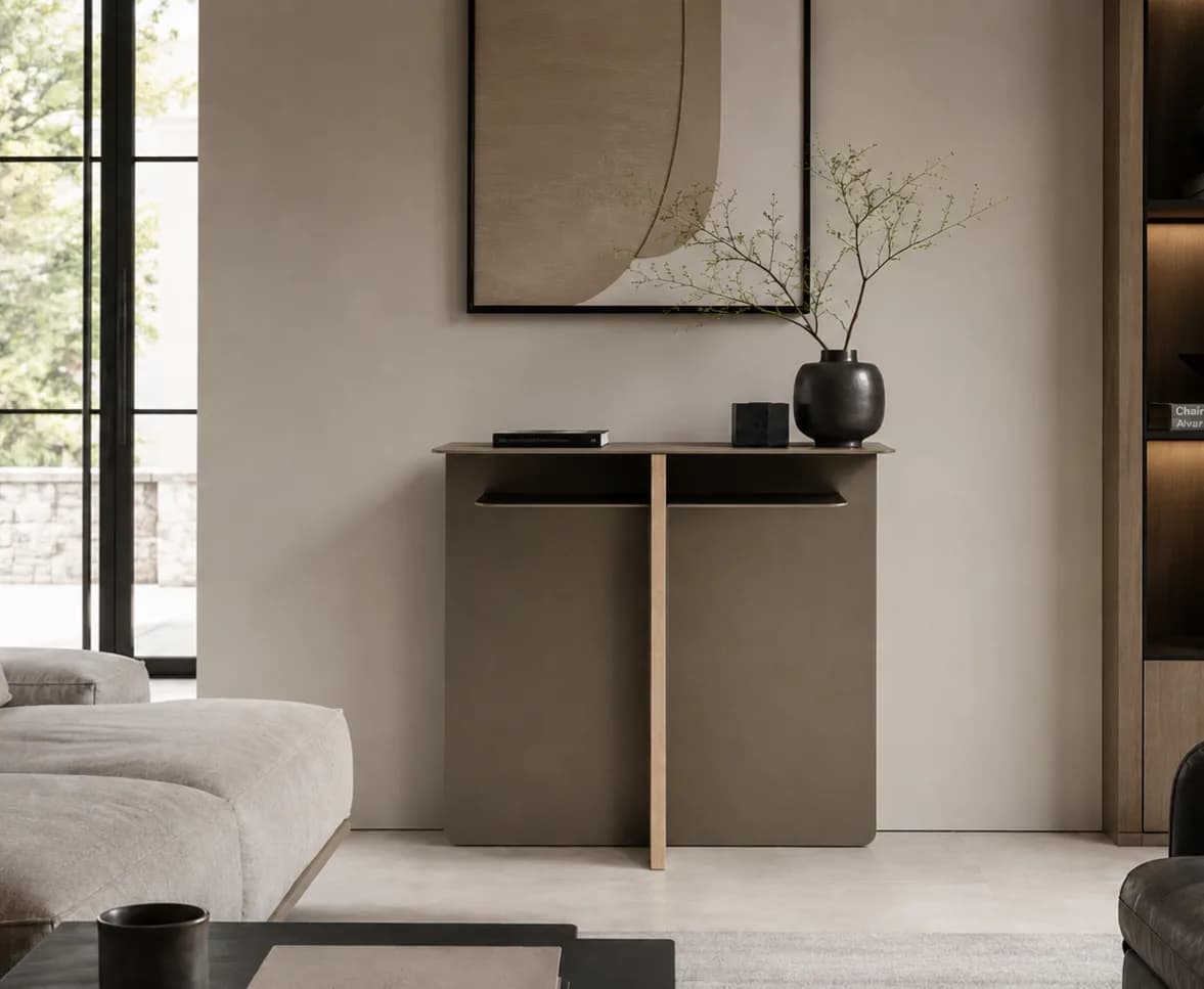 petite console design chic laque taupe shaina