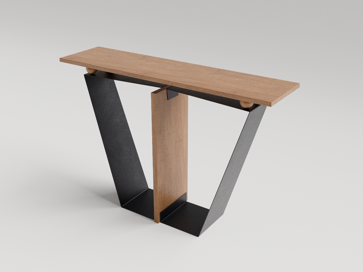console moderne chêne et métal longueur 120 cm