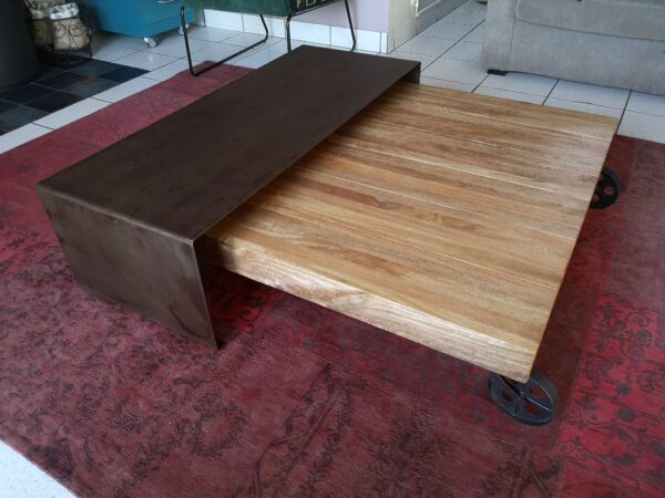 Jeu de tables basses gigognes bois et métal "GÉOMÉTRIE SAPIN" – Image 6