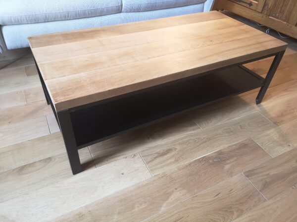 Table basse rectangulaire double plateau bois et métal " BENEDICTE" – Image 6