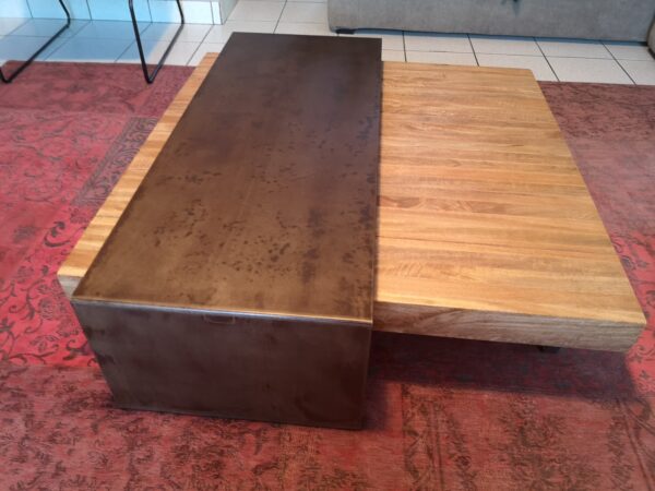 Jeu de tables basses gigognes bois et métal "GÉOMÉTRIE SAPIN" – Image 3