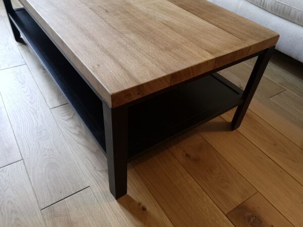 Table basse rectangulaire double plateau bois et métal " BENEDICTE" – Image 3