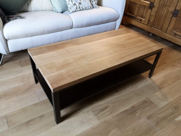 Table basse rectangulaire double plateau bois et métal " BENEDICTE" – Image 5