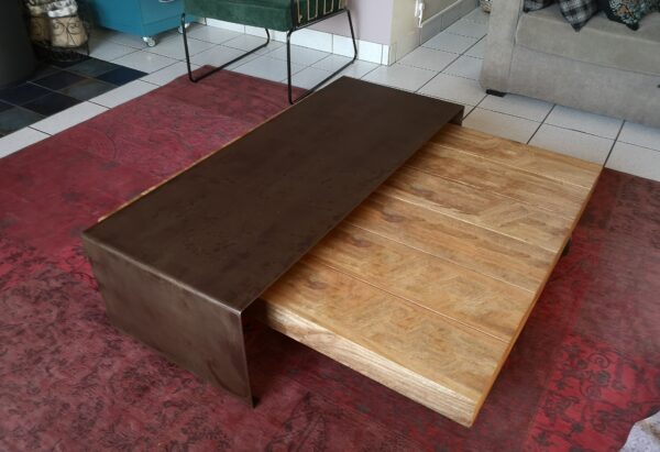 Jeu de tables basses gigognes bois et métal "GÉOMÉTRIE SAPIN" – Image 8