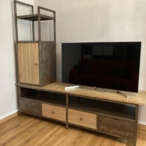 Meuble de Rangement, TV & Hi-Fi en Métal Patiné "URBAN CHIC"