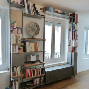 Bibliothèque Composable sur Mesure en Métal et Chêne "LILAS"