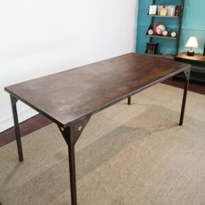 Table repas en métal patiné avec 2 allonges "BENI"