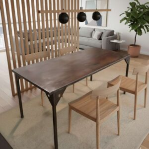 Table repas en métal patiné avec 2 allonges "BENI"