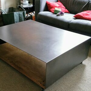Table basse moderne métal sur roulettes 2 Plateaux "ULTIMO BOIS"