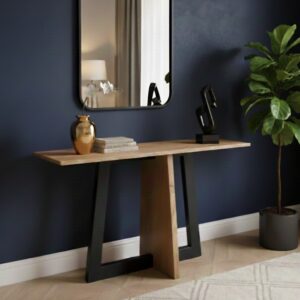 Console graphique chêne massif et métal sur mesure "HARMONIE"