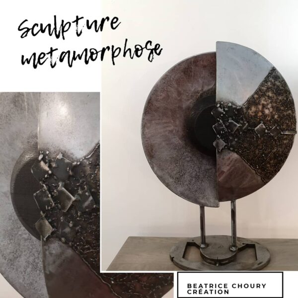 Sculpture acier et bois massif "METAMORPHOSE" – Image 2