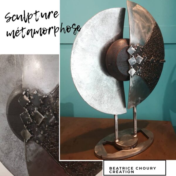 Sculpture acier et bois massif "METAMORPHOSE"