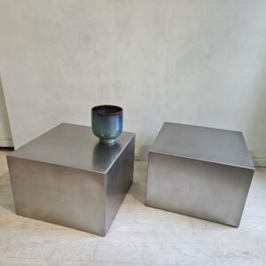 Jeu de deux tables Tables Basses Design Acier Inoxydable Poli ou Vibré Sur Mesure "CUBE"