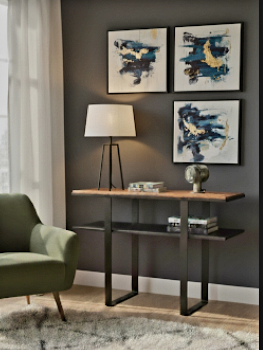 Console Moderne en Métal et Chêne Massif "Epure" – Image 2