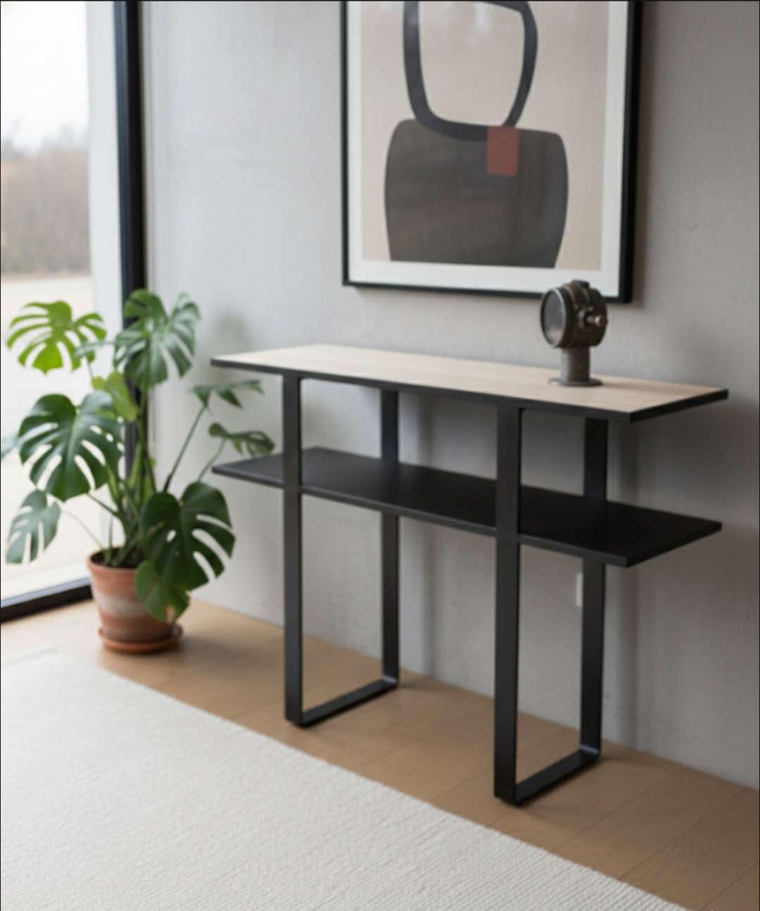 Console Moderne en Métal et Chêne Massif "Epure"